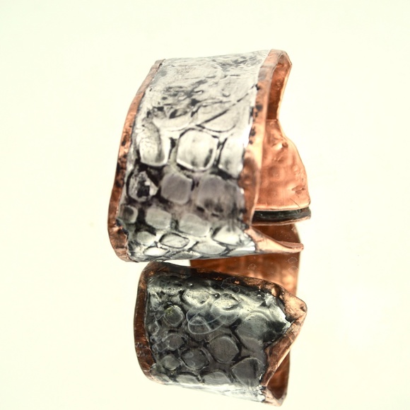 Brutalist Silver Solid Copper Cuff Bracelet Snake - Picture 4 of 7